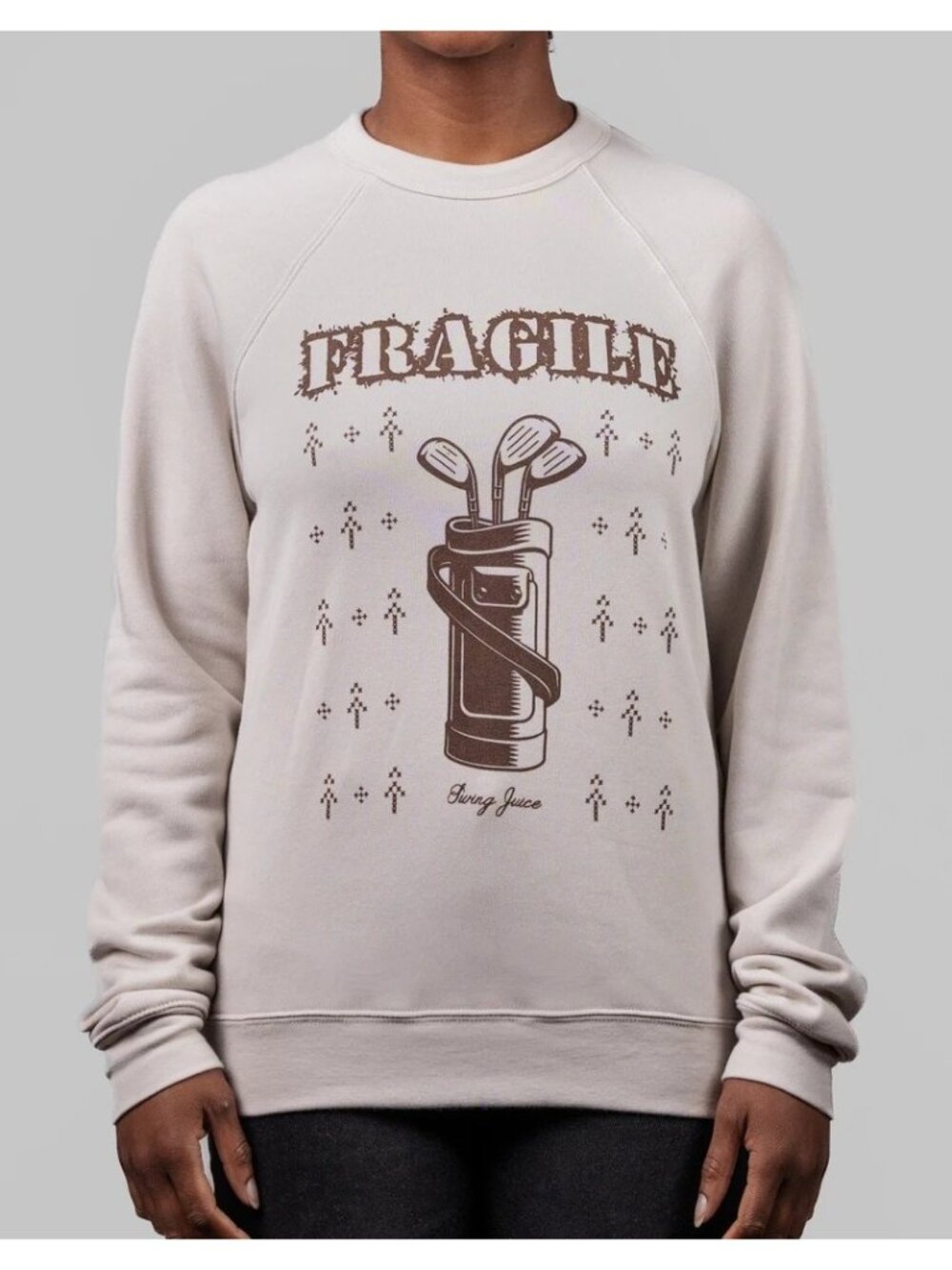 Swing Juice Golf Fragile Ugly Sweatshirt Mens Large Beige Cream Cotton Polyester